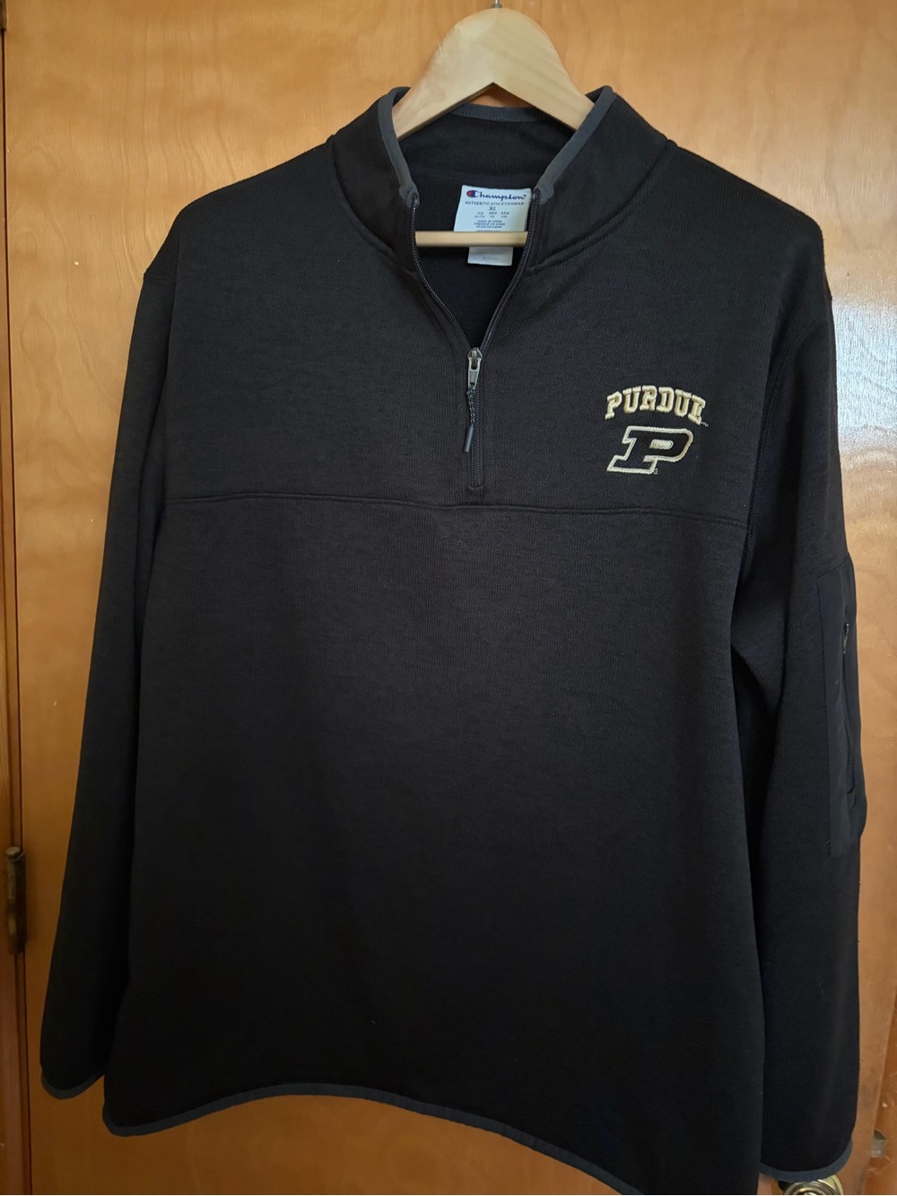 Champion Black Purdue Quarter-Zip Pullover Sweater Men’ XL